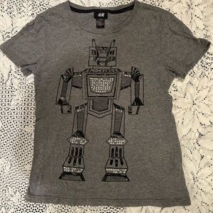 H&M Charcoal Robot Print Tee